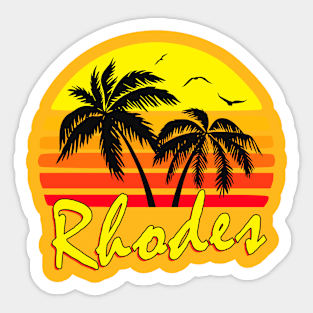 Rhodes Retro Sunset Sticker